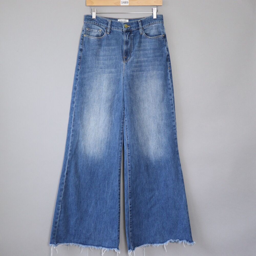 Frame Jeans 29 Le Palazzo Wide Leg Raw Hem Maggie May